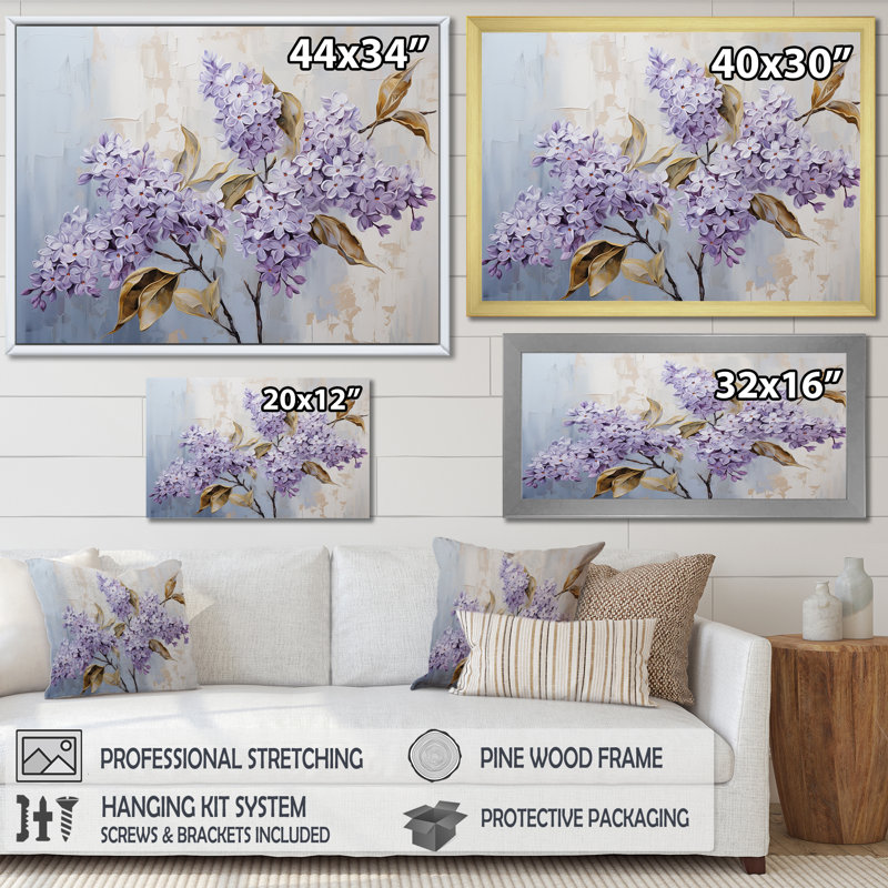 " Pastel Lilac Dreams III " Print, White Floater Framed, 30" H x 40" W