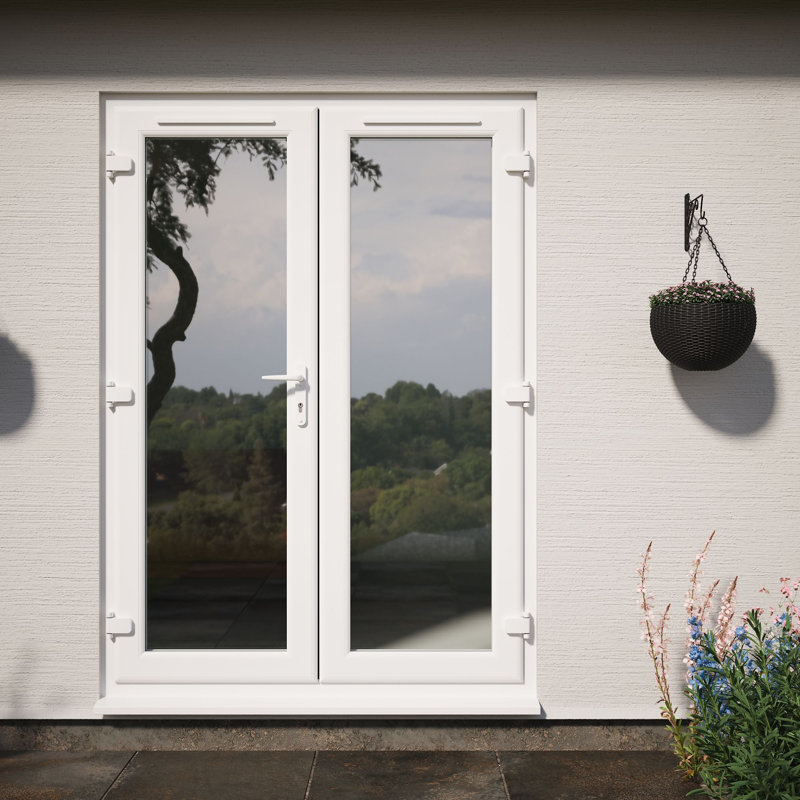 Crystal Triple Glazed French Door Grey/White 1390 x 2055mm, 1490mm x 2090mm, White