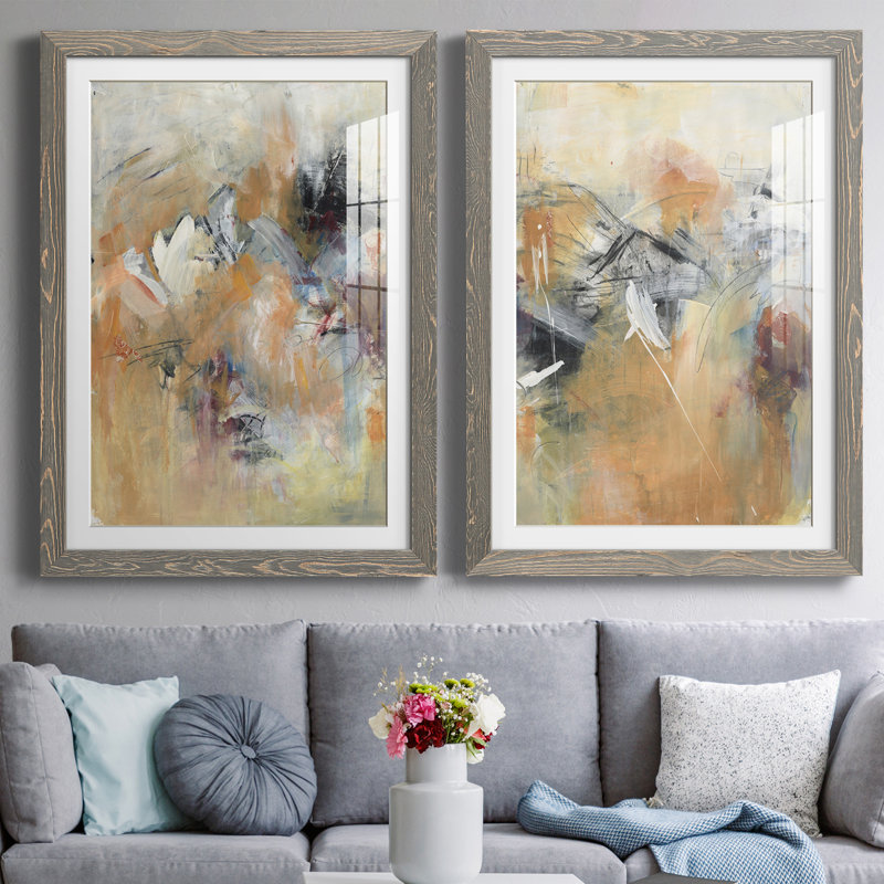 Frozen Spring I - ensemble de 2 peintures encadrées, H 31,5 po x l 23,5 po x P 1 po, Encadré gris