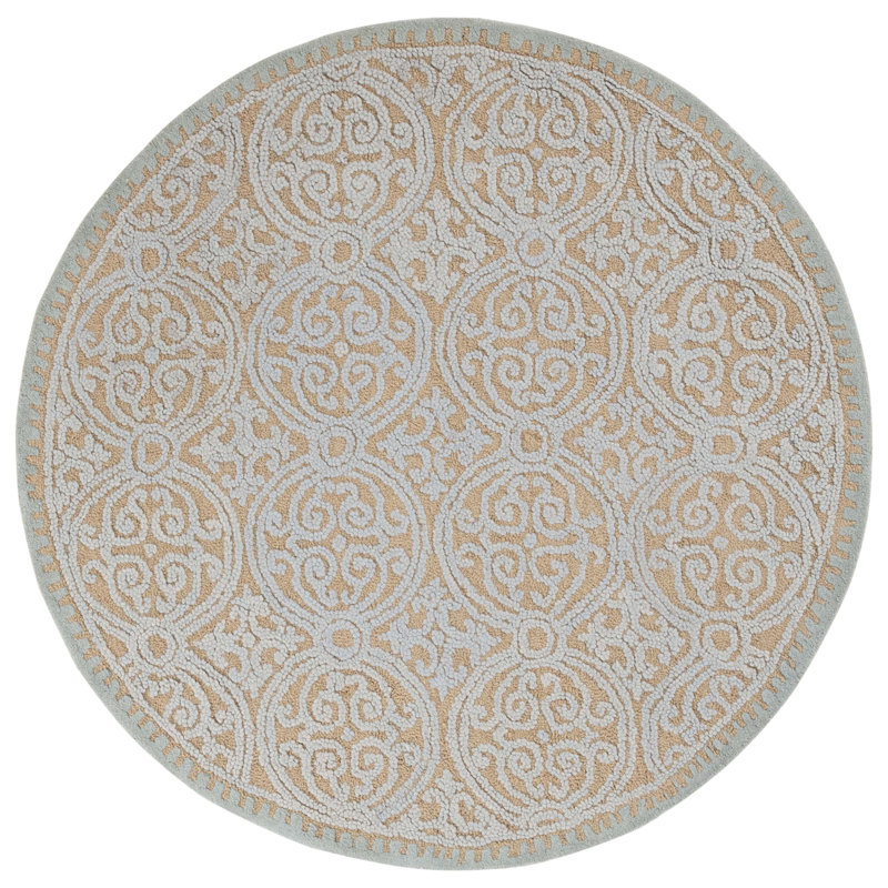 Sadik Hand Tufted Wool Geometric Rug, Round 8'