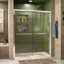 DreamLine Duet P 36 po x l 60 po x H 74 3/4 po porte de douche semi-encadrée en chrome avec ensemble de base de douche à drain central blanc-136876851-136876855