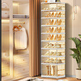 9 Tiers 9-18 Pairs Plastic Stackable Shoe Storage Cabinet For Entryway Easy Assembly