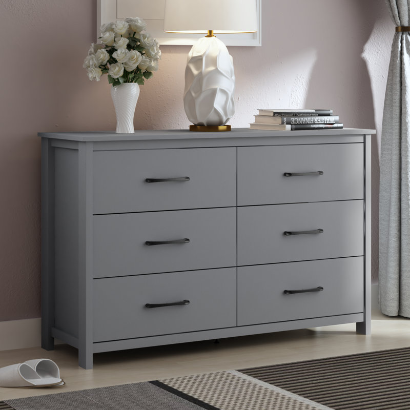 Commode 6 tiroirs Allysyn, Gris froid