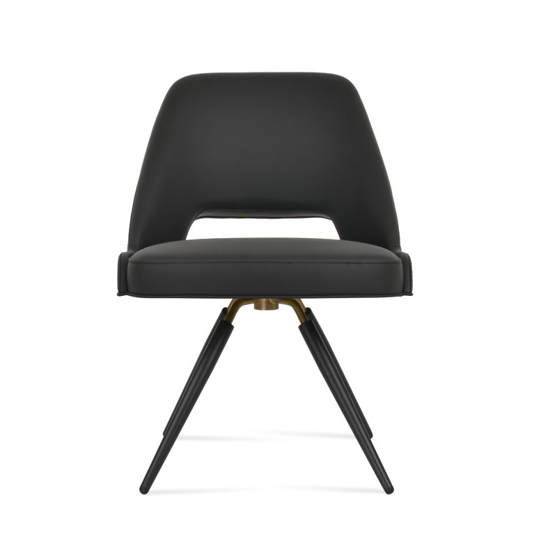 Chaise d'appoint pivotante carotte Marash, Noir, Noir