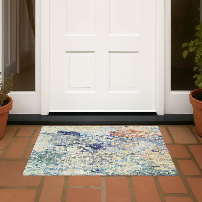 Machine Washable Indoor/Outdoor Chantille ACN2736 Modern Rug, 1'8" x 2'6", Blue