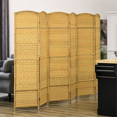 Cloison pliable - 6 panneaux tissés à la main en bois naturel pour le bureau