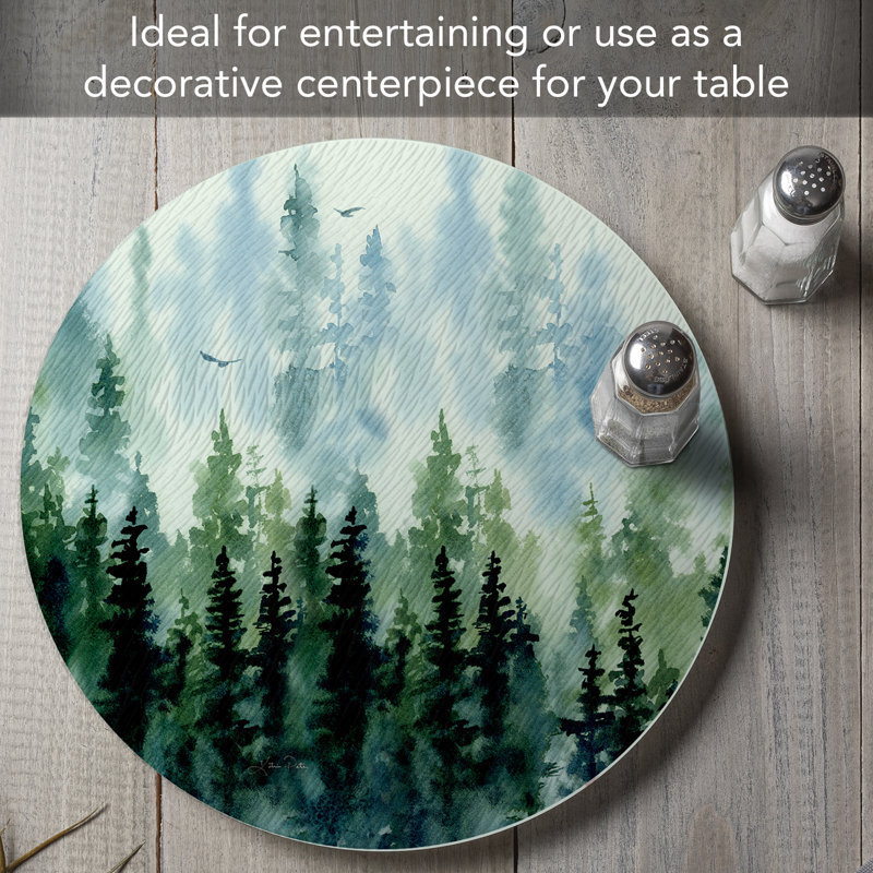 CounterArt Misty Tree Line 13" Tempered Glass Lazy Susan Turntable