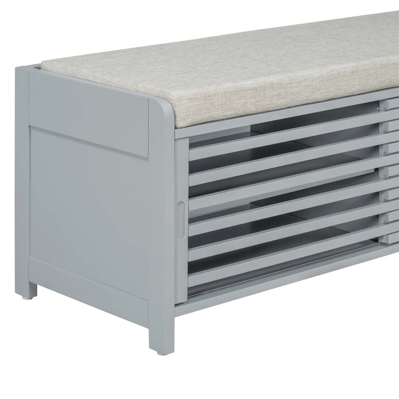 Banc à chaussures avec rangement et coussin, conception à volets vieillis pour sièges d'entrée classiques et fonctionnels
