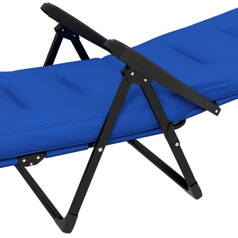 Chaise longue d'extérieur en acier Rinard, Bleu