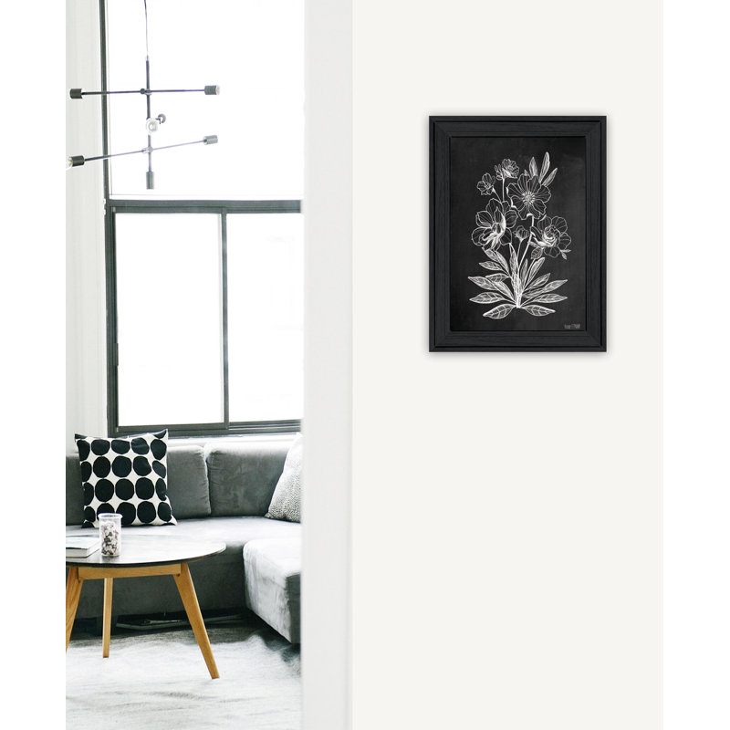 Art mural rétro encadré de fleurs de tableau noir pour le salon, décoration murale de la maison par Fenway, Noir