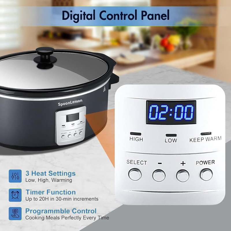 7 Qt. Slow Cooker Electric Programmable Cooker with 20 Count Cooking Liners