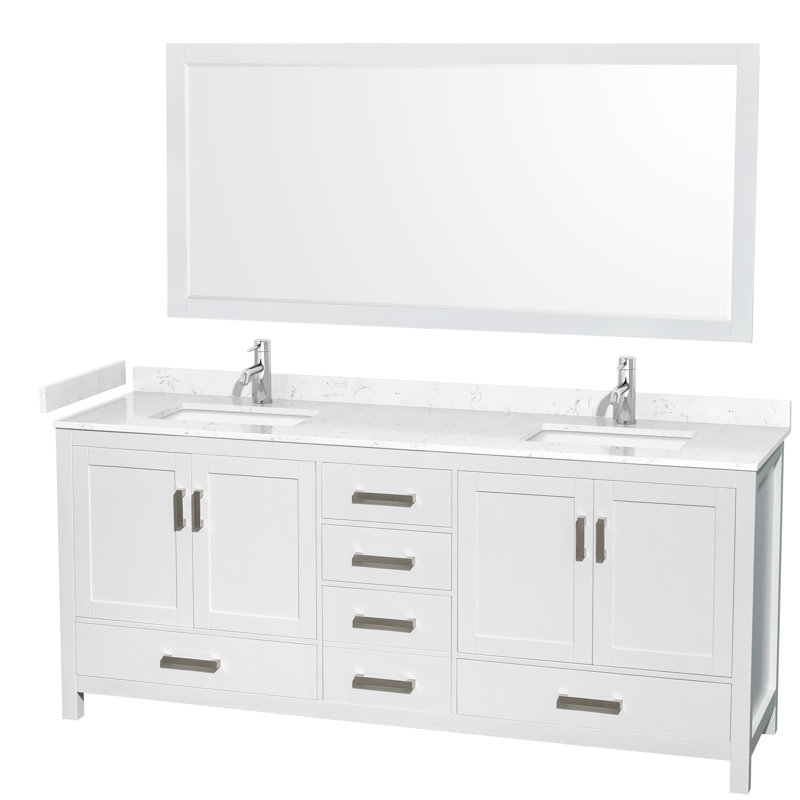 Sheffield 79" Double Bathroom Vanity Base Only, White