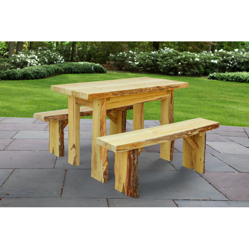 Ensemble de salle à manger 3 pièces Raphael, Teinture naturelle, l 25 po x L 70 po x H 30 po