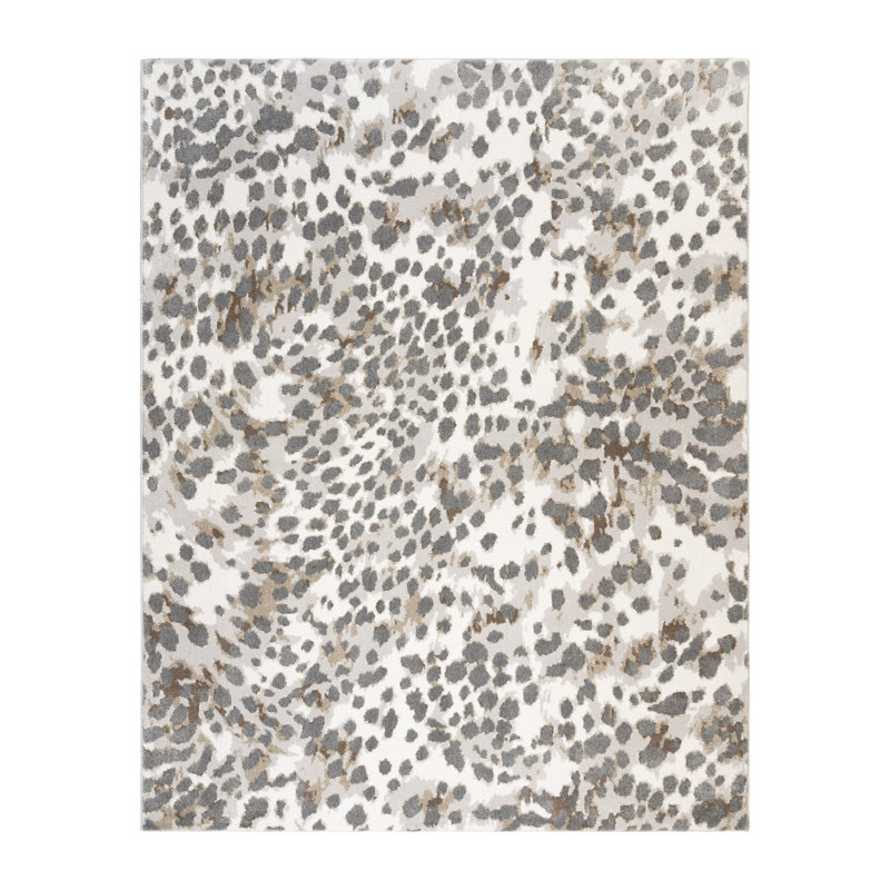 Tapis en polypropylène gris / brun clair / ivoire Ciaran Gaia, Rectangle 8 pi 9 po x 13 pi 1 po