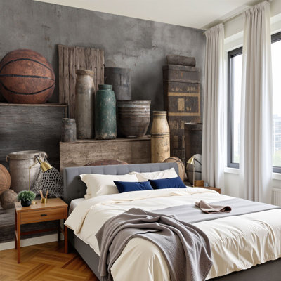 Peel and Stick Wallpaper Vintage Sports Baseball Football Boys Room Playroom Balls Teens Men Wall Murals 100"H x 144"W Removable PVC Wall Paper Self-Adhesive Wall Decor for Bedroom Living Room Home Office