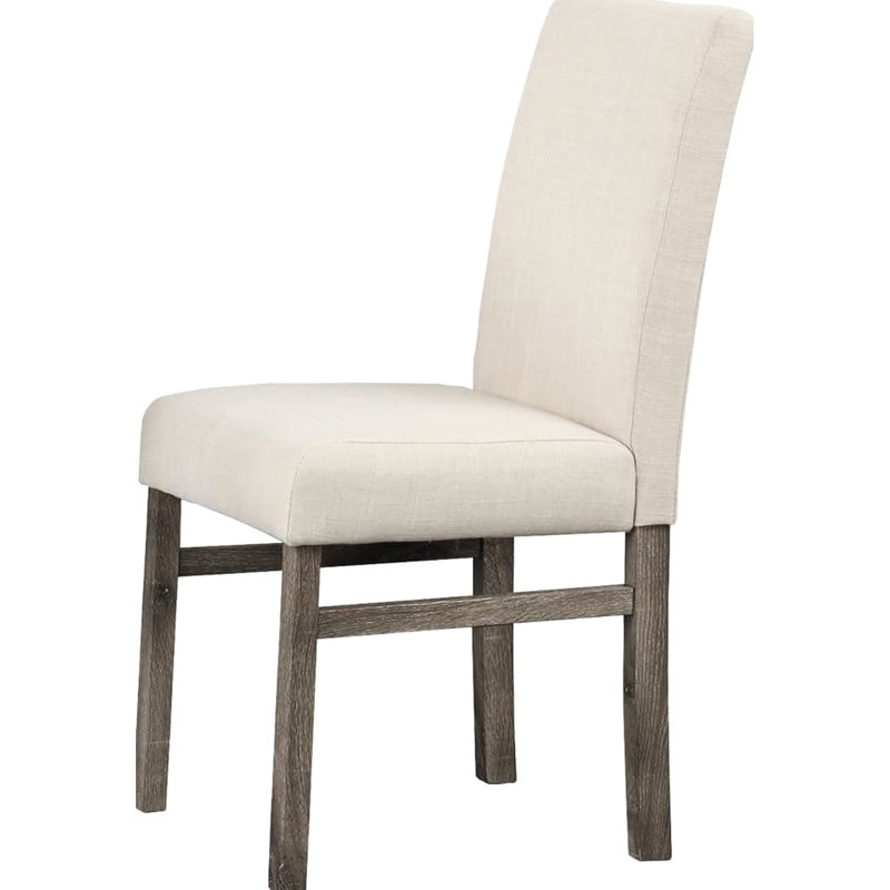 Mélange de lin beige recouvert de 2 chaises de salle à manger de style rectangulaire, Beige