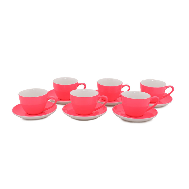 Ensemble de tasses à thé 6 pièces Cailum, Rose bonbon