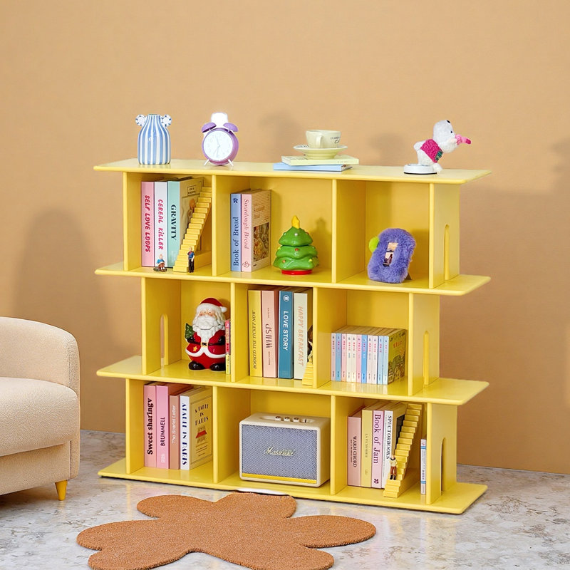 Bibliothèque multifonctionnelle de couleur unie, Jaune