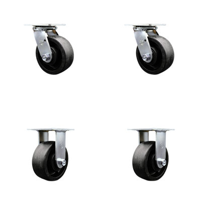 4 Piece Glass Filled Nylon Caster Set with Roller Bearings 2 Swivel 2 Rigid
