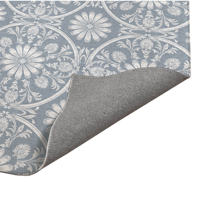 Tapis de blanchisserie antidérapant Daisy Tile, 37 "L x 5.5 "H, Denim bleu floral
