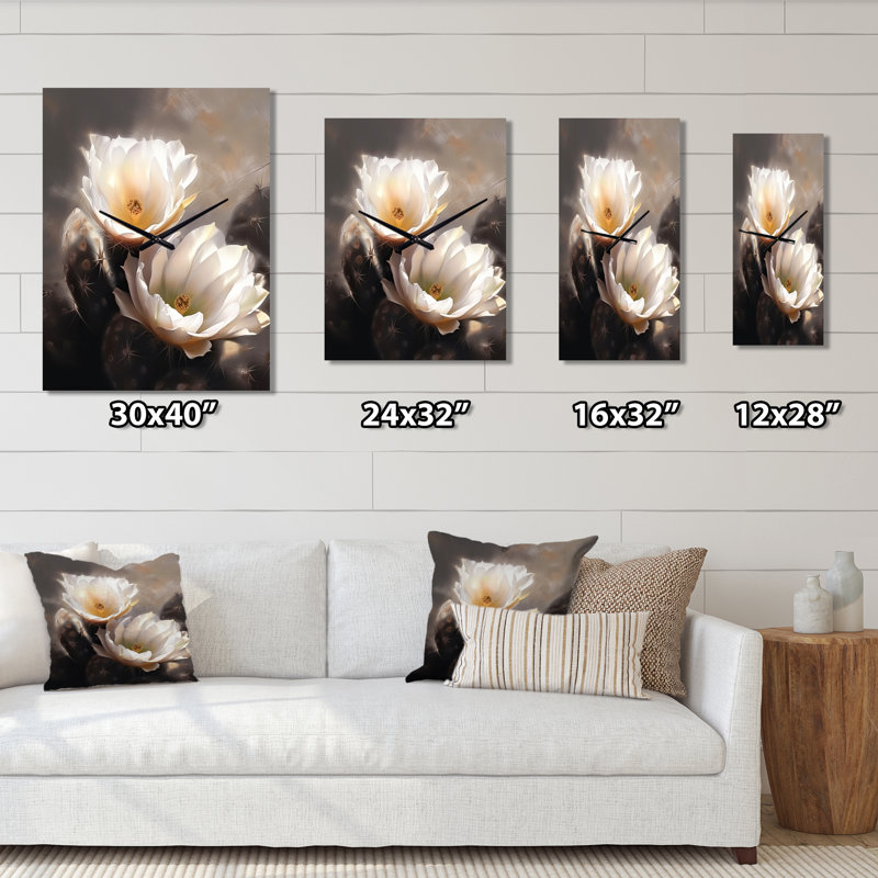 Jarielyz - Horloge murale moderne cactus floral, H 32 po x l 24 po x P 1 po