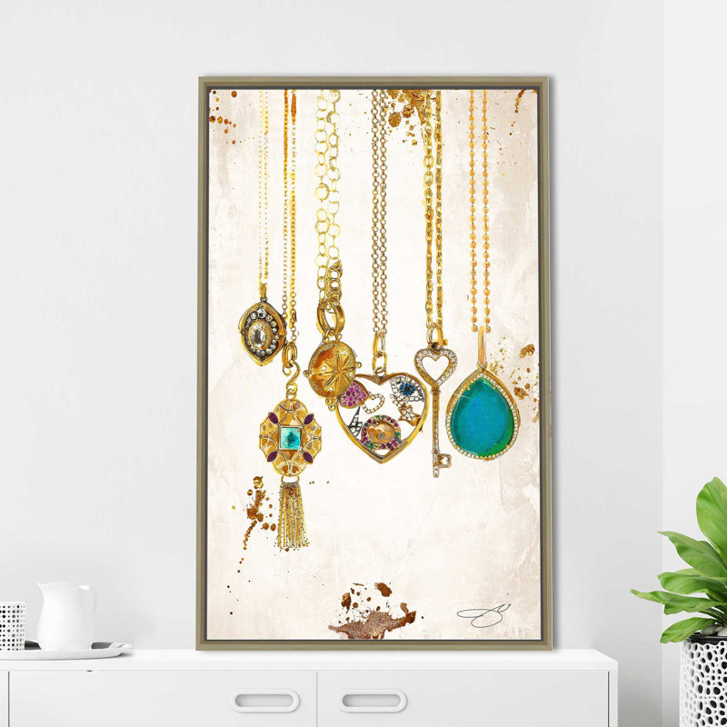 Fashion Collier 1 (Vertical) par By Jodi - impression, Cadre flottant champagne, H 63,5 po x l 39,5 po x P 2 po