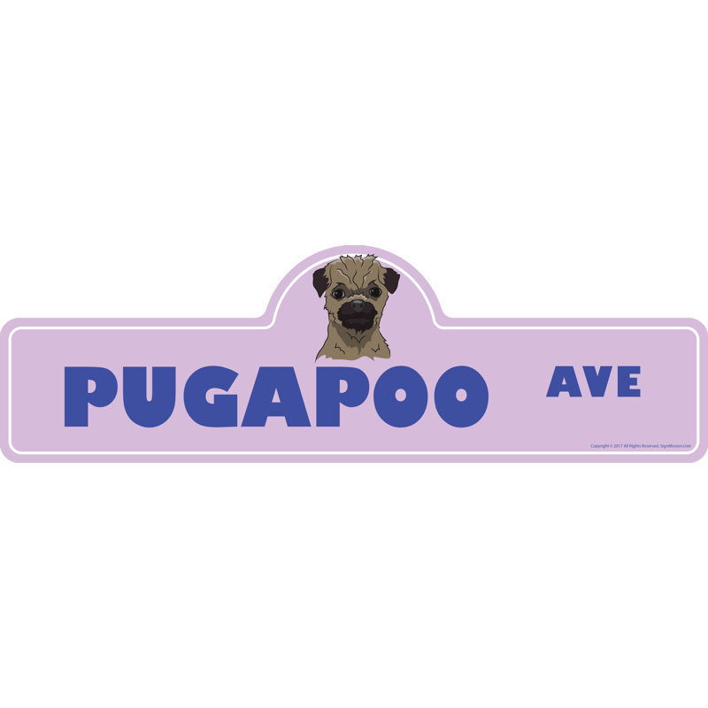 Plaque de rue Pugapoo en plastique robuste 6 po x 18 po
