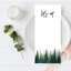 Aquarelle, arbres de pin, cartes de menu imprimables de papier de mariage de forêt Woodland pour imprimante de bricolage, paquet de 52