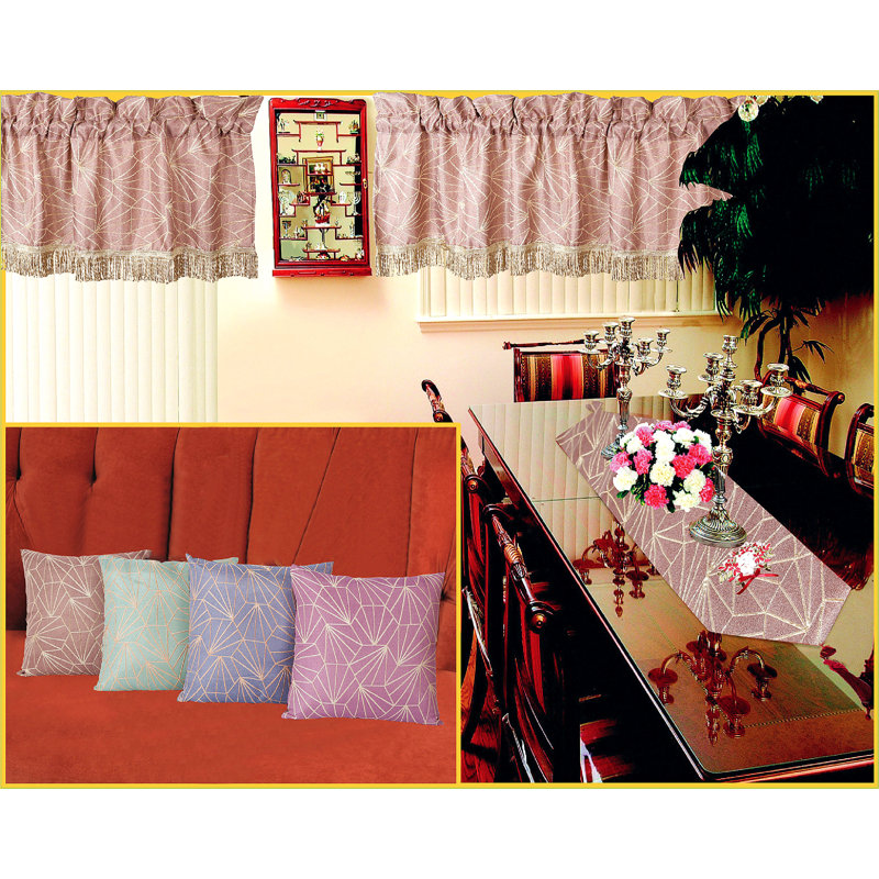 Swink Geometric Tailored Window Valance, Cranberry