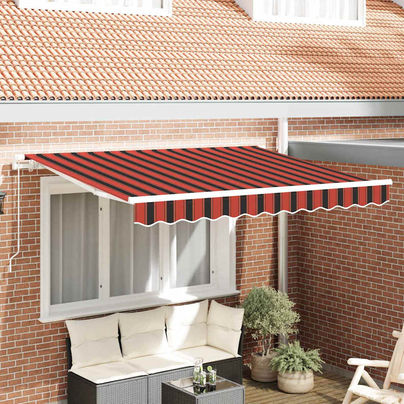 VidaXL 200 D Retractable, 300cm W x 200cm D, Striped, Orange/Black/White