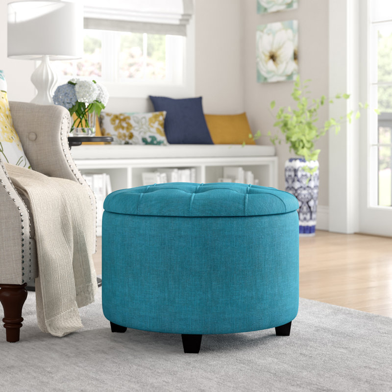 Sumava Upholstered Storage Ottoman, Teal