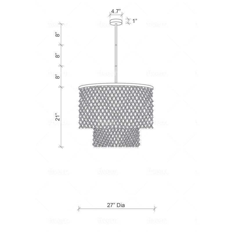 Beaded Imfibinga Bead 3-Tier Chandelier