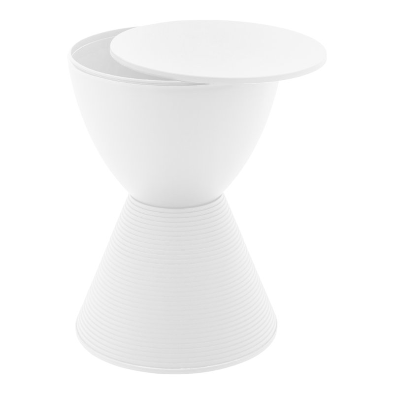 Durant Modern Hourglass Drum End Table with Removable Storage Lid, Indoor Outdoor Side Table & Small Patio Stool, No Assembly Lightweight Accent Table