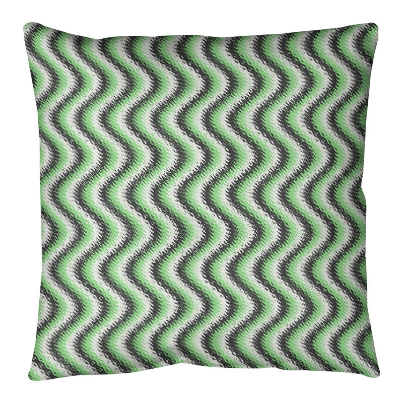 Katelyn Elizabeth Chevron Reversible Throw Pillow, Poly Fill, 16" H x 16" W, Green/Black/Grey