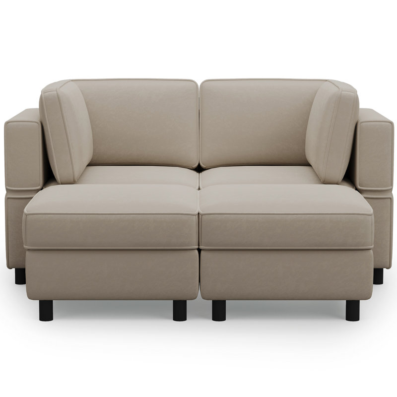 Canapé modulaire avec deux repose-pieds, Velours gris velours