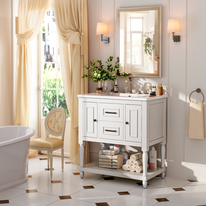 Meuble-lavabo simple Deimy, Blanc