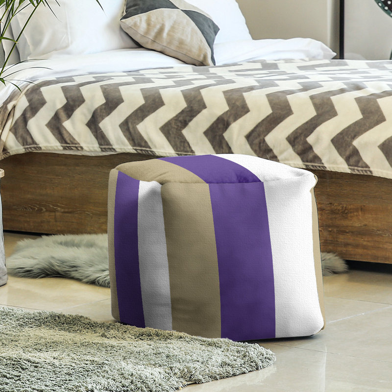 Repose-pieds cube la ours college stripes, Or / mauve / blanc