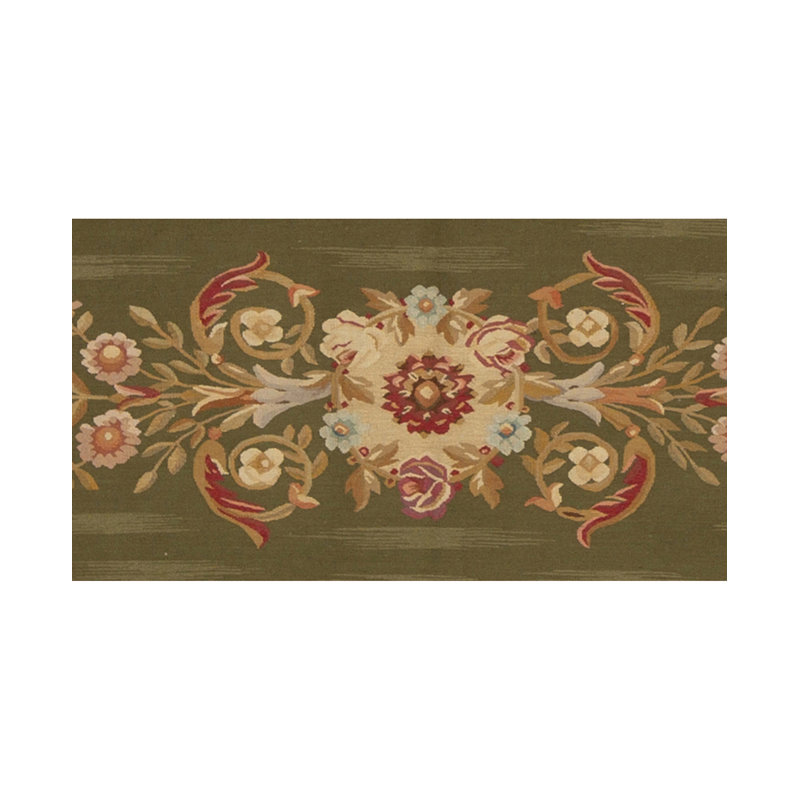 Hand-Knotted High-Quality Green and Brown Runner