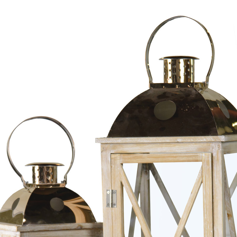 Ensemble de 2 lanternes en bois / métal
