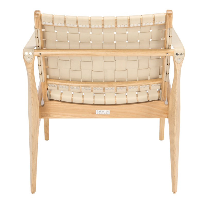 Armchair, White Genuine Leather, Natural
