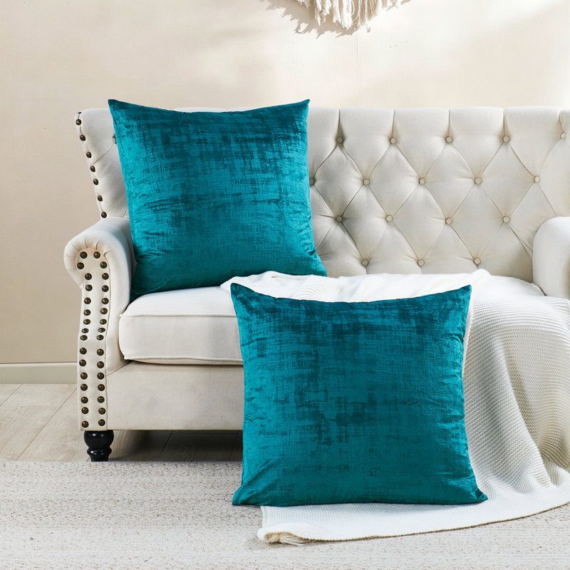 Housse de coussin réversible en velours texturé Euro, Vert Agate