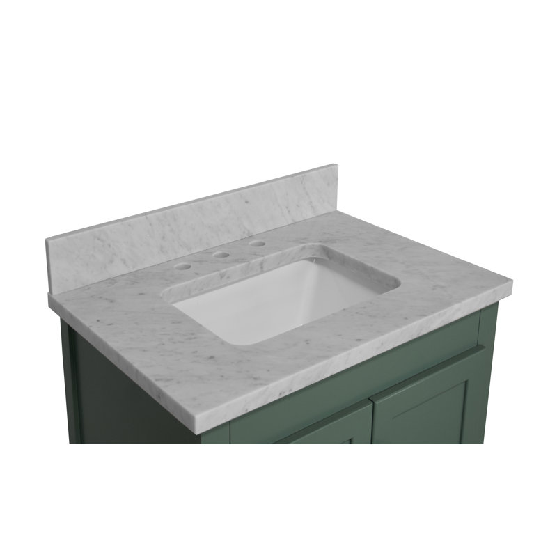 Ensemble de meuble-lavabo simple 30 po Edber, Marbre de Carrare, Vert sauge