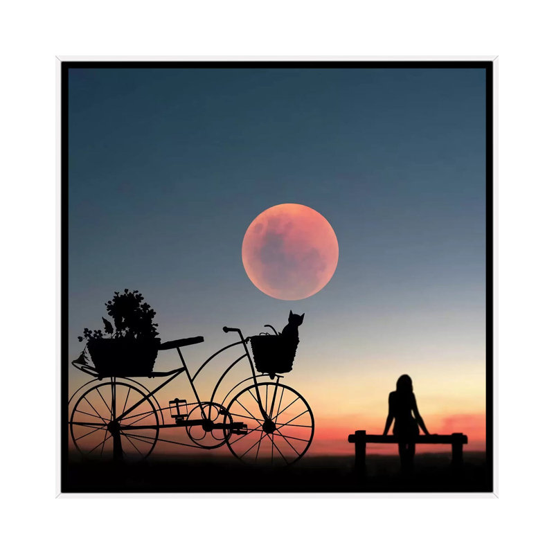 Reproduction de photo « girl on a bicycle » par Abdullah Evindar, H 37 po x l 37 po x P 1,5 po, Toile blanche encadrée