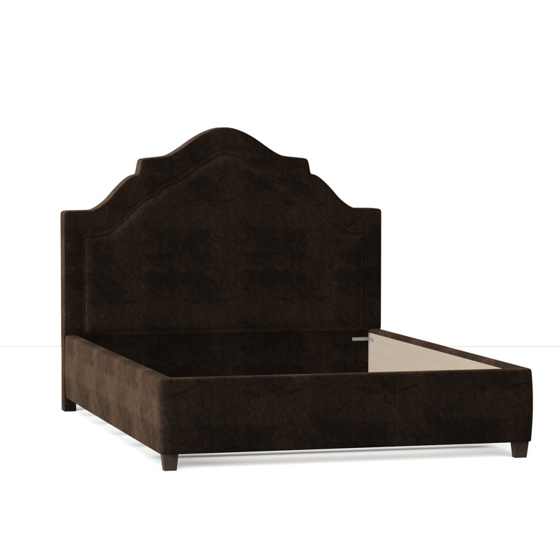 Sheila Upholstered Bed, Queen, Bella Ocean Performance Velvet, Brown Mahogany