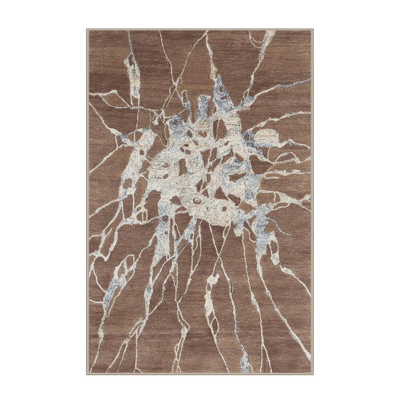 Tapis beige/brun contemporain, Rectangle 2 pi x 5 pi