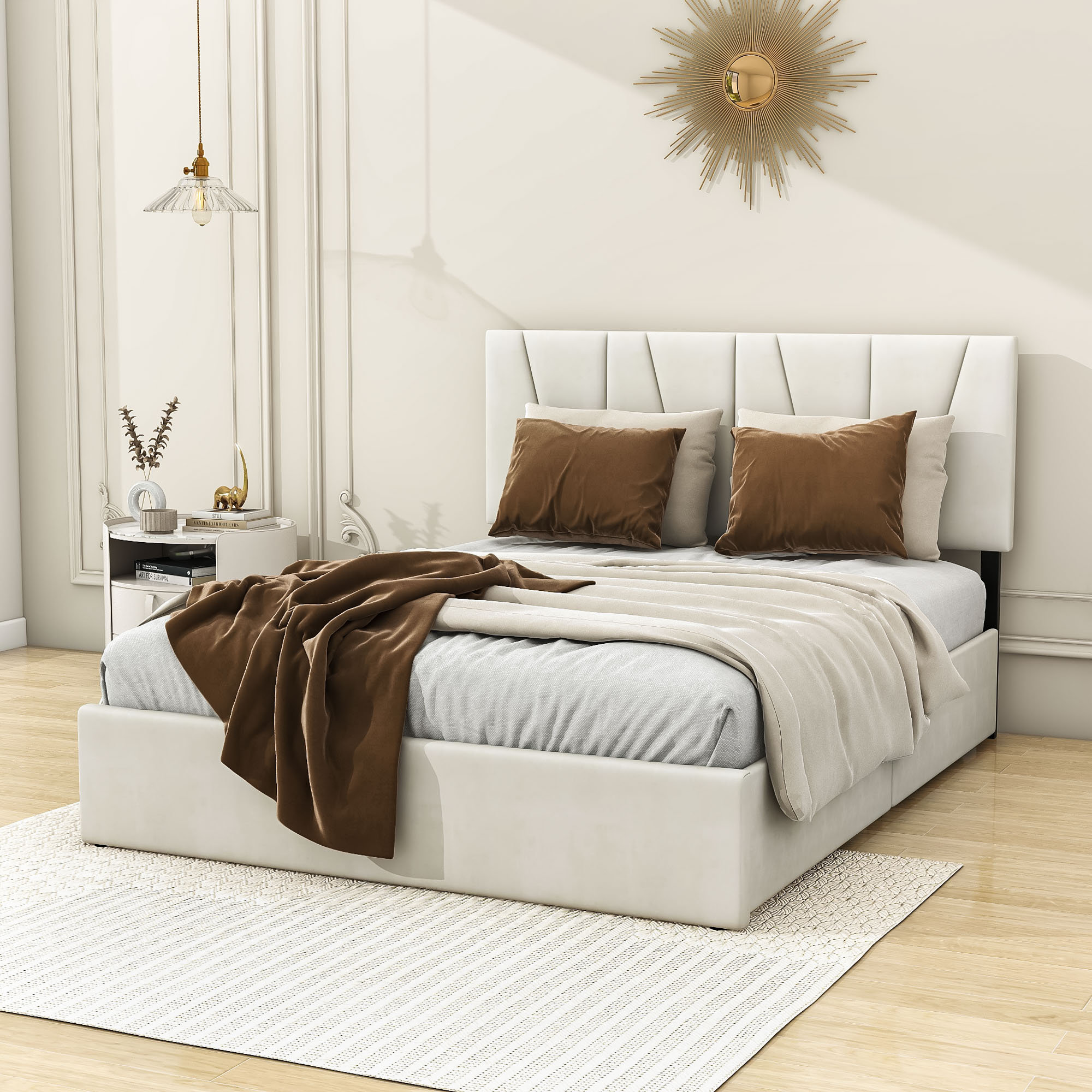 Latitude Run® Upholstered Platform Bed with 4 Drawers and Headboard ...