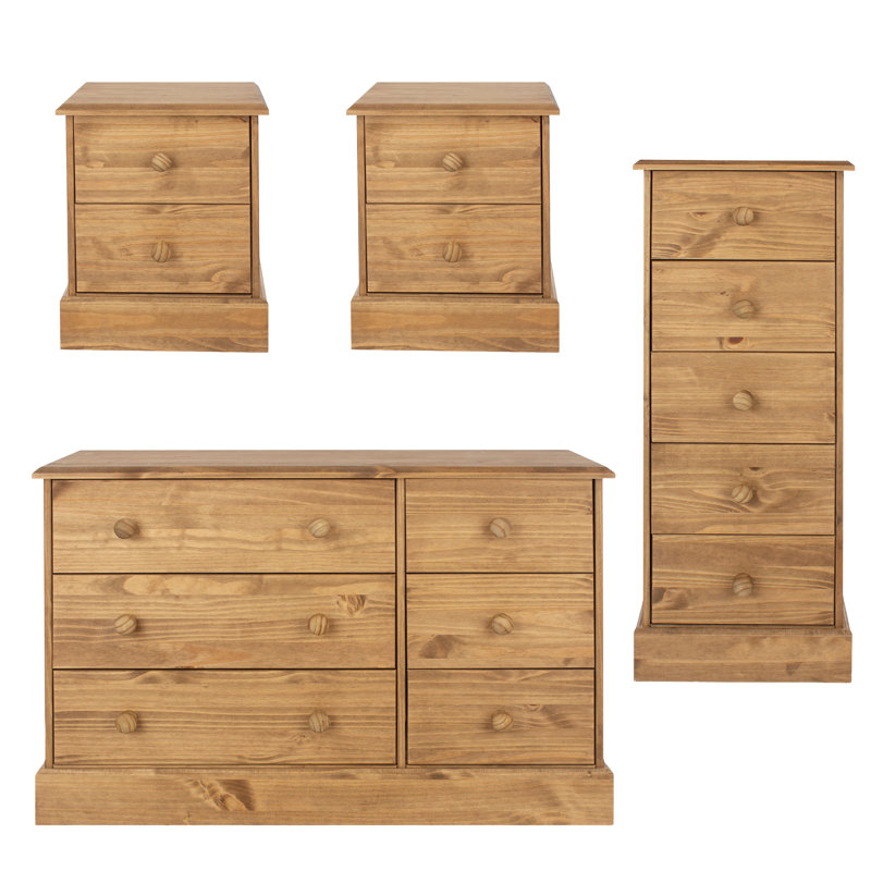 Solid Wood 4 Piece Pine Bedroom Set