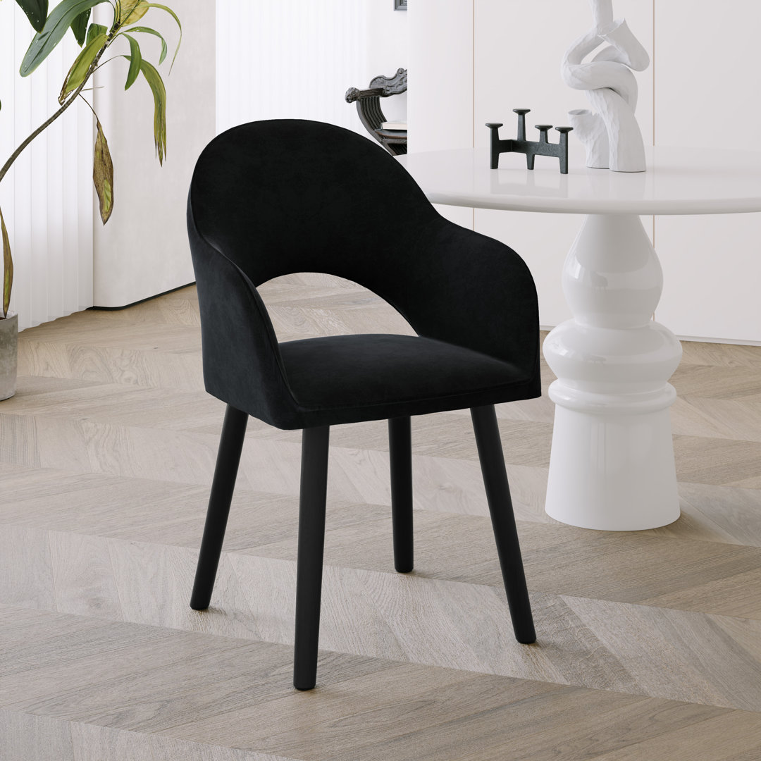 49.5cm H Modern Solid Wood Legs Upholstered Dining Chair with Arm