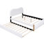Lit plateforme en bois avec lit gigogne simple, blanc - Utilisation complète de l'espace, rembourré, facile à assembler-452983335-452983352