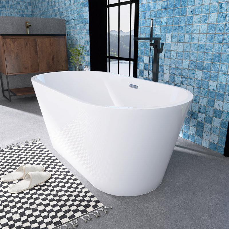 59.1'' x 29.5'' Freestanding Soaking Acrylic Bathtub